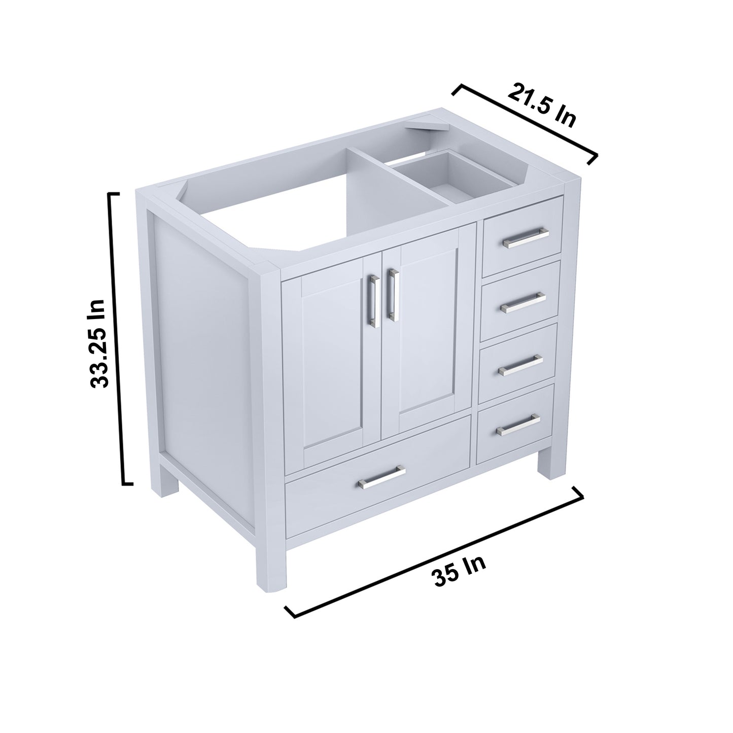 Jacques 36" White Vanity Cabinet Only - Left Version