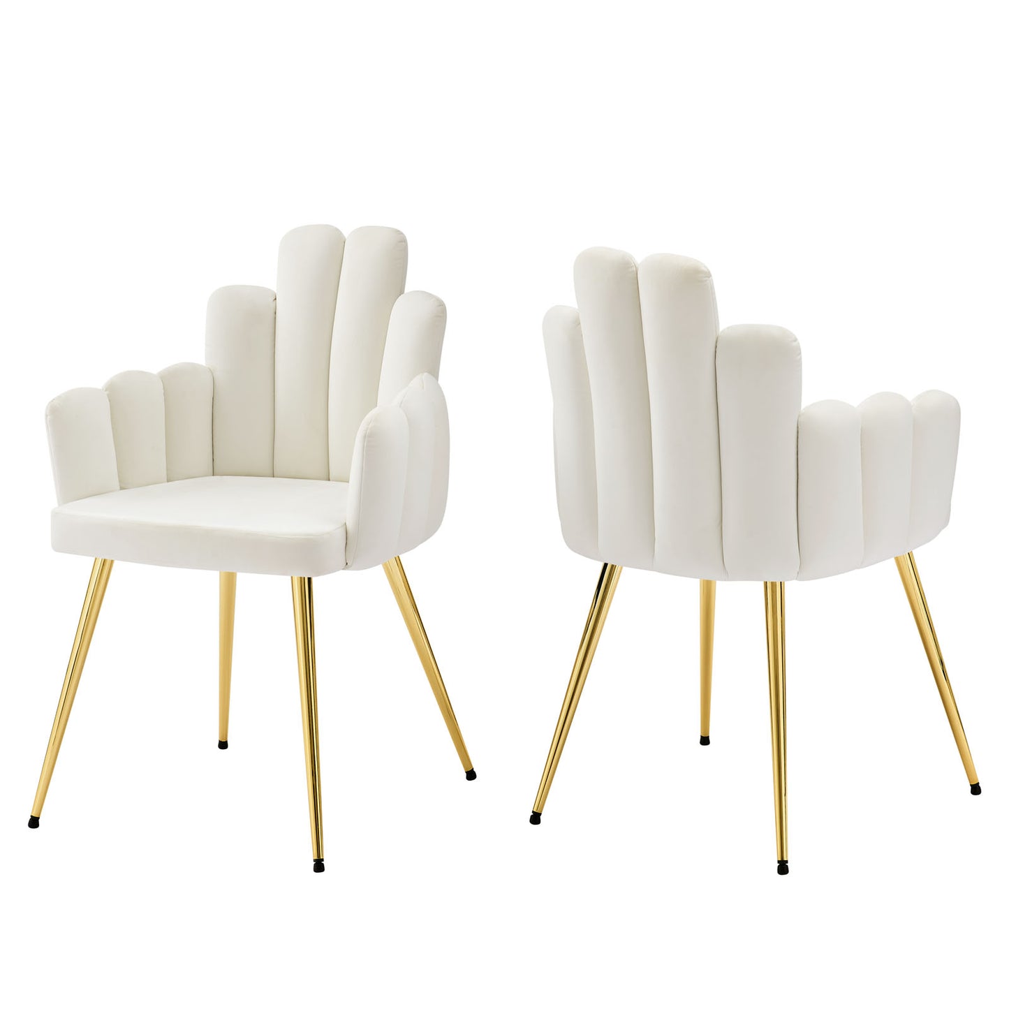 Modway Viceroy Velvet Set of 2 Dining Chair with Gold White EEI-4679-GLD-WHI
