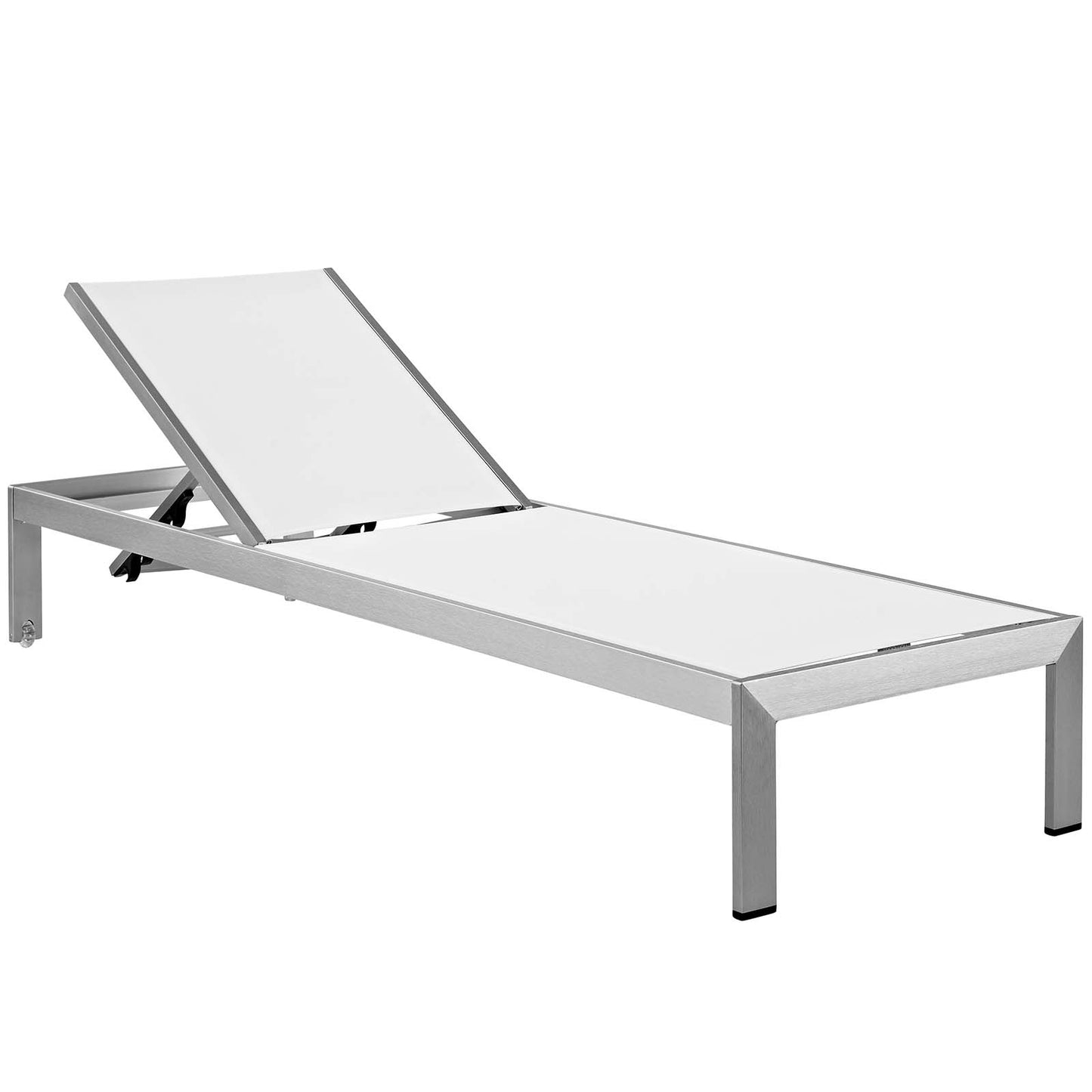 Modway Shore Aluminum Outdoor Patio Chaise Poolside Lounge Chair with Cushion, Mocha
