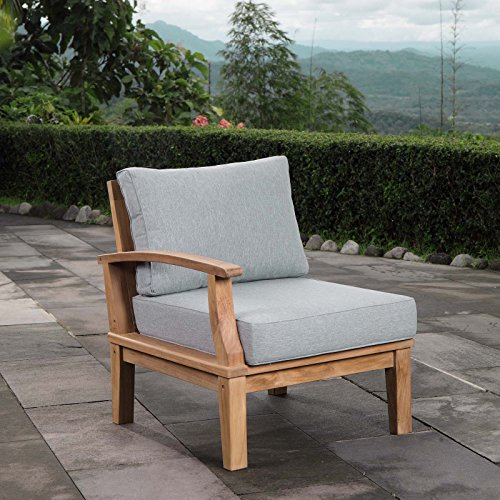 Modway EEI-1148-NAT-GRY-SET Marina Premium Grade A Teak Wood Outdoor Patio, Left-Facing Sofa, Natural Gray