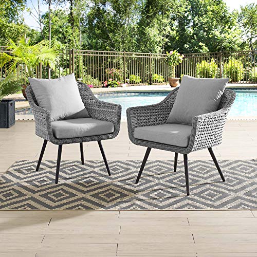 Modway EEI-3176-GRY-GRY-SET Endeavor Outdoor Patio Wicker Rattan Armchair, Set of 2, Gray Gray