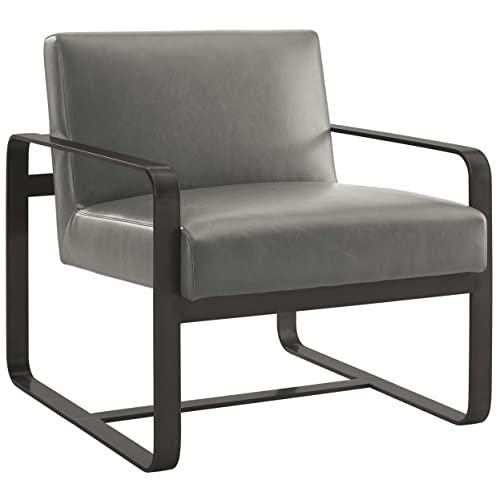 Modway Astute Contemporary Modern Upholstered Faux Leather Accent Lounge Arm Chair In Gray