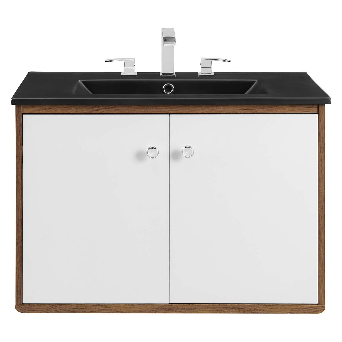 Modway Transmit 30" Wall-Mount Bathroom Vanity in Walnut Black