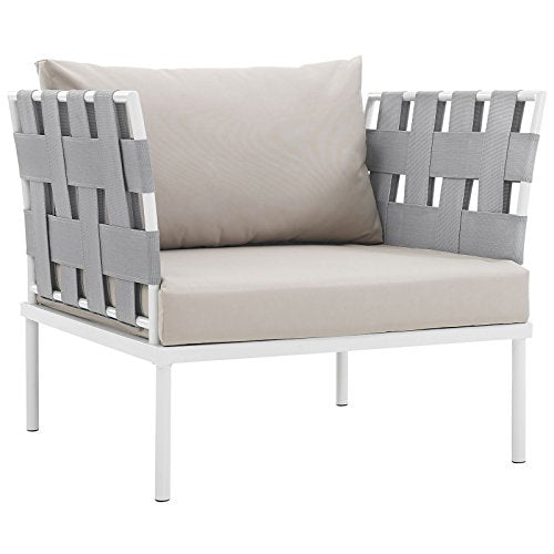 Modway Harmony Outdoor Patio Aluminum Side Table in White