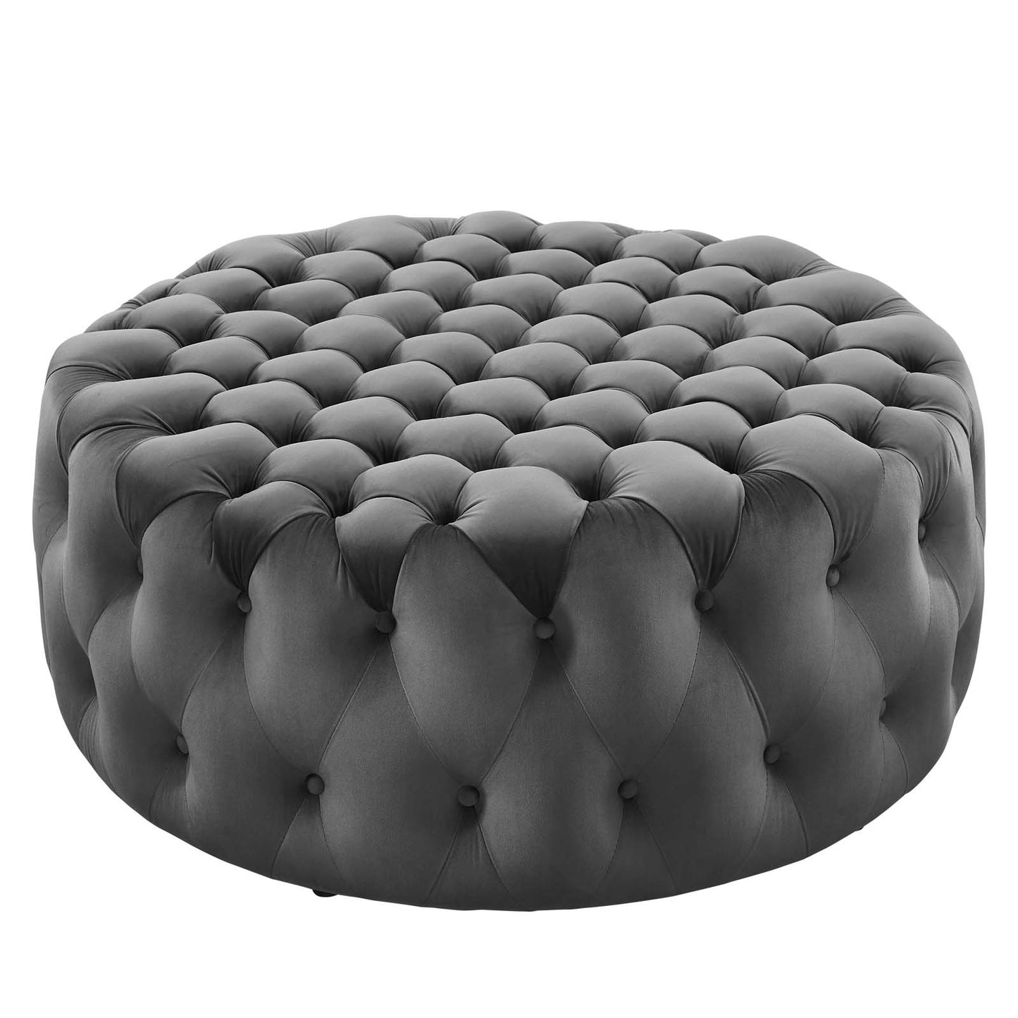 Modway Amour Tufted Button Velvet Large Round Ottoman with Gray EEI-5469-GRY