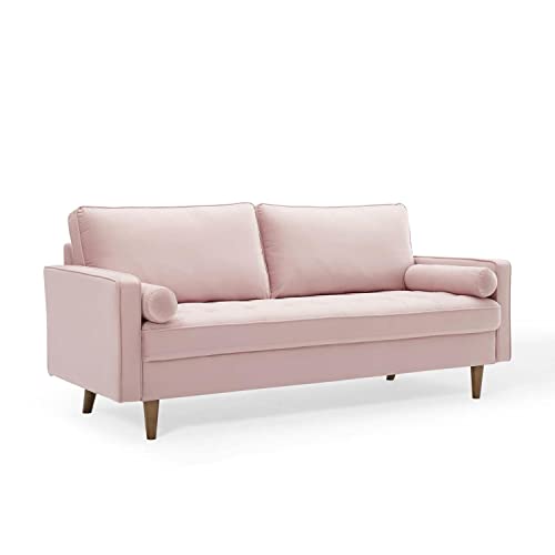 Modway Valour Velvet Sofa in Pink