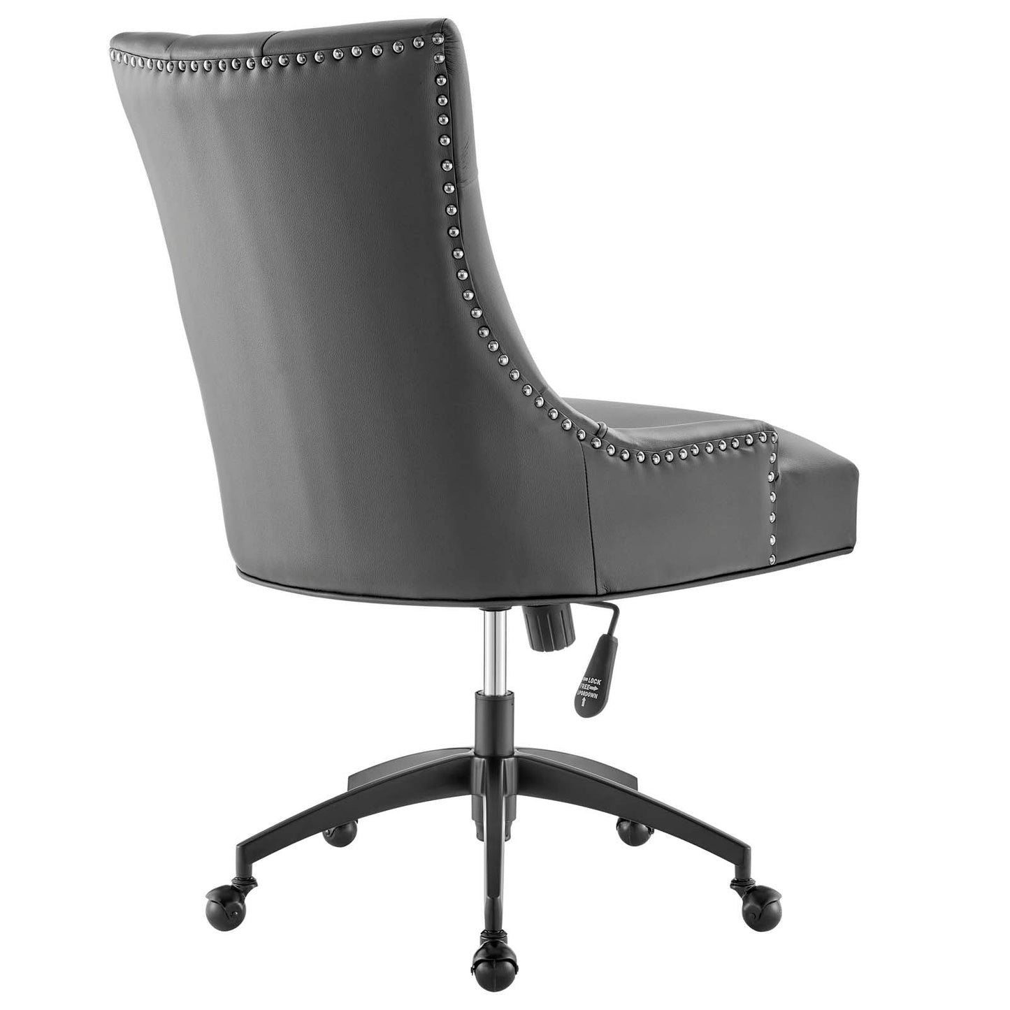 Modway Regent Tufted Vegan Leather Swivel Office Chair in Black Gray