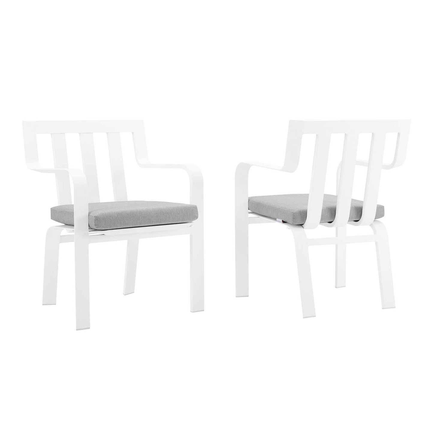 Modway Baxley Aluminum Set of 2 Patio Armchair with White Gray EEI-3961-WHI-GRY