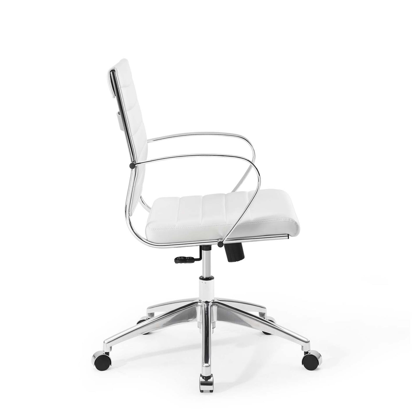 Modway Jive Mid Back Ribbed Faux Leather Office Swivel Chair in White