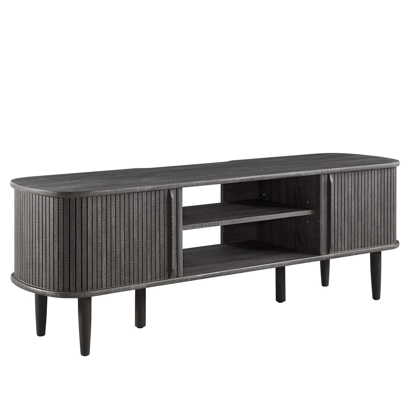 Modway Contour Mid-Century Modern 55" Media TV Stand in Charcoal