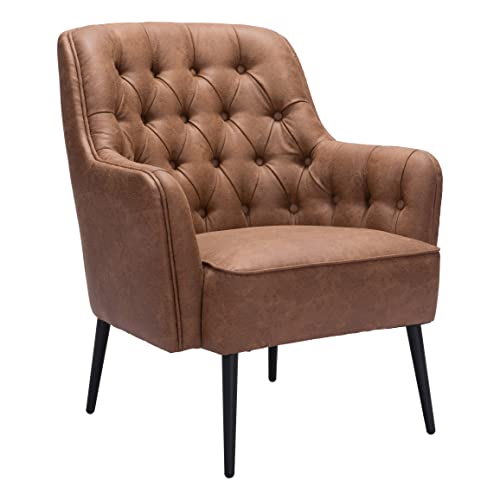 Zuo Modern - Tasmania Accent Chair Vintage Brown - Modern - Seating - Steel, Plywood, Foam, 100% Polyester - Indoor - 35.4in Height