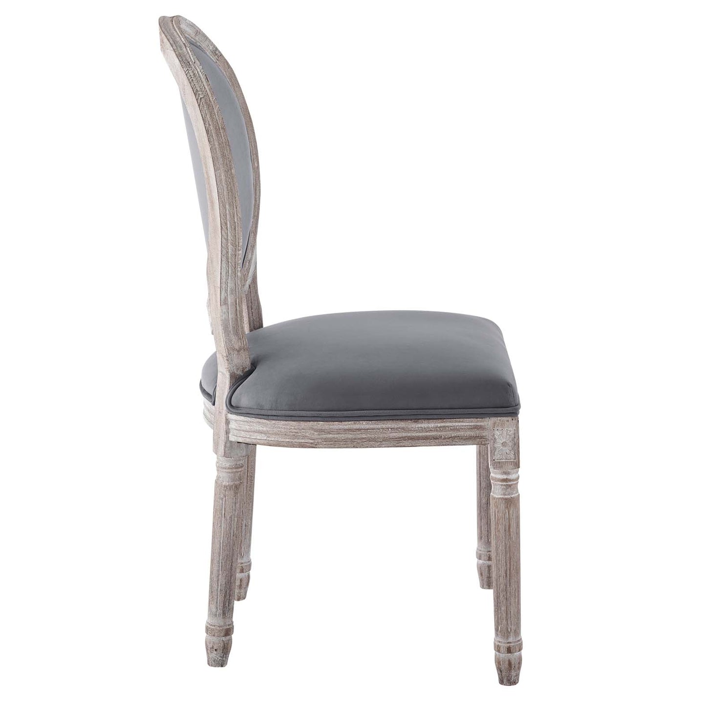 Modway Emanate French Vintage Performance Velvet Dining Chair in Natural Gray