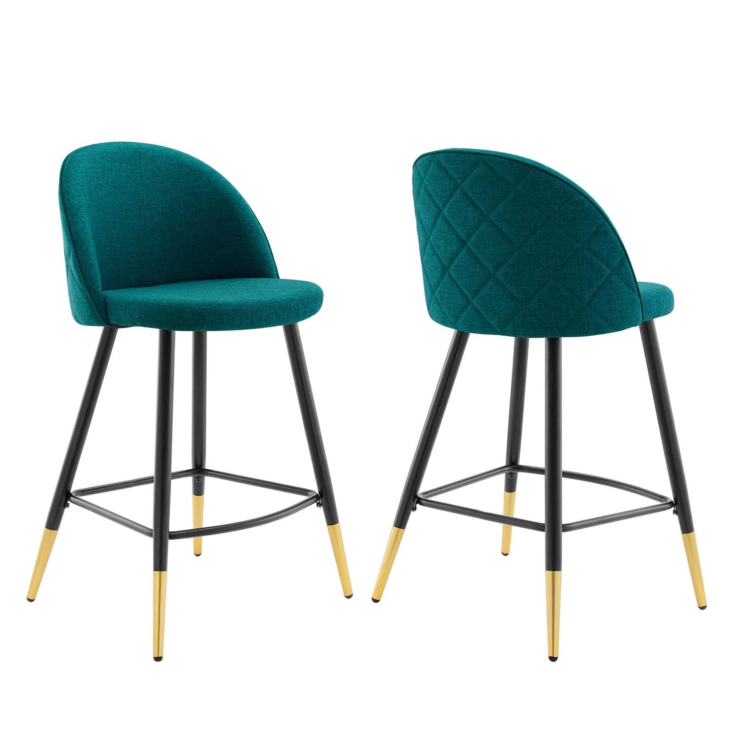 Modway Cordial Fabric Upholstered Dining Counter Stools in Teal - Set of 2