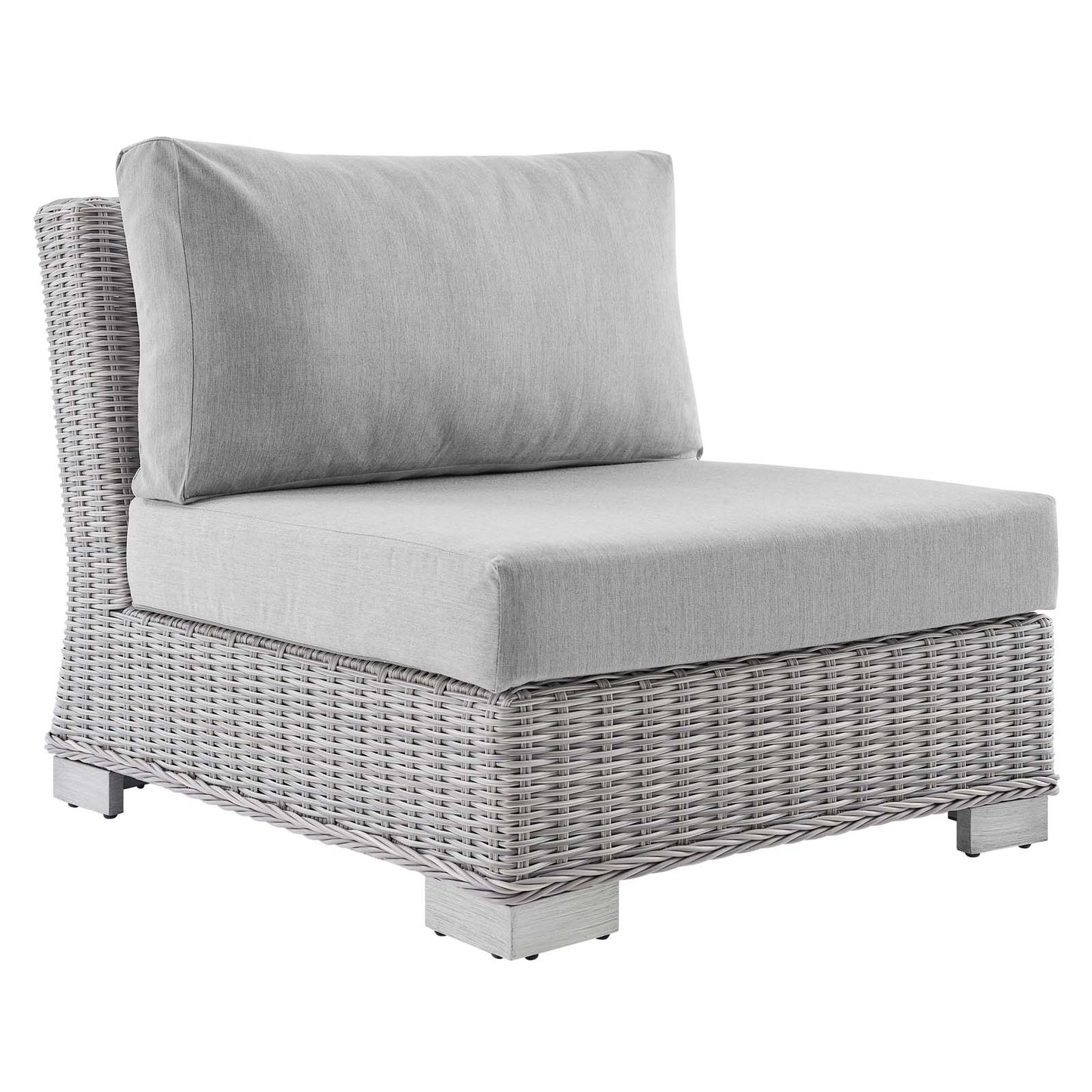 Modway EEI-3980-LGR-GRY Conway Outdoor Patio Wicker Rattan Armless Chair, Light Gray Gray