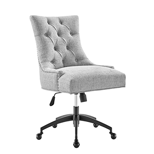 Modway Regent Tufted Fabric Swivel Office Chair in Black Light Gray