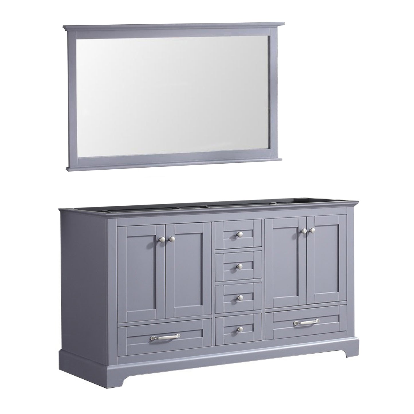 Dukes 60" Dark Grey Double Vanity, no Top and 58" Mirror