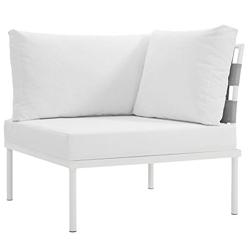 Modway EEI-2601-WHI-WHI MO-EEI-2601-WHI-WHI Harmony Outdoor Patio Aluminum, Corner Sofa, White White