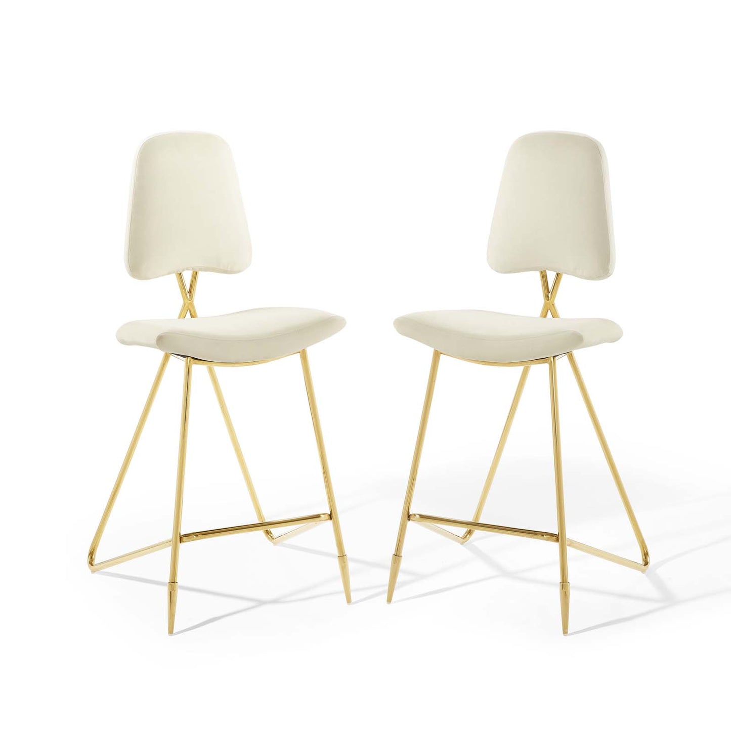 Modway Ponder Bar Stool Performance Velvet Set of 2 in Ivory