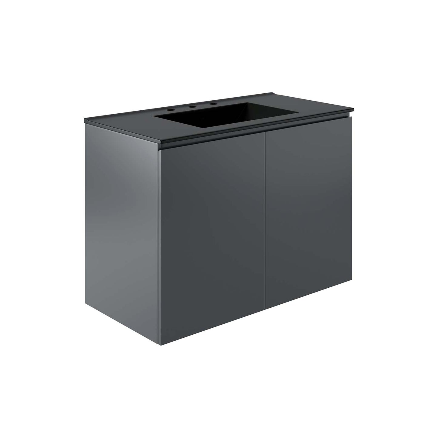 Modway Gray and Black Bryn Wall-Mount Bathroom Vanity EEI-5779-GRY-BLK