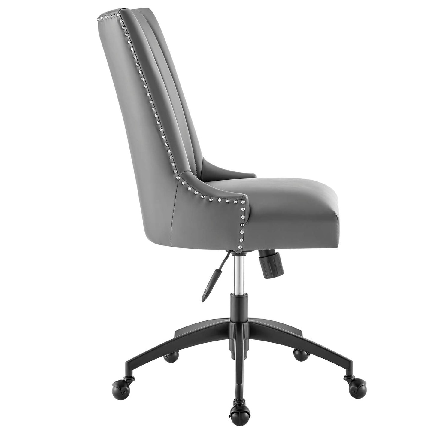 Modway Empower Channel Tufted Vegan Leather Office Chair in Black Gray