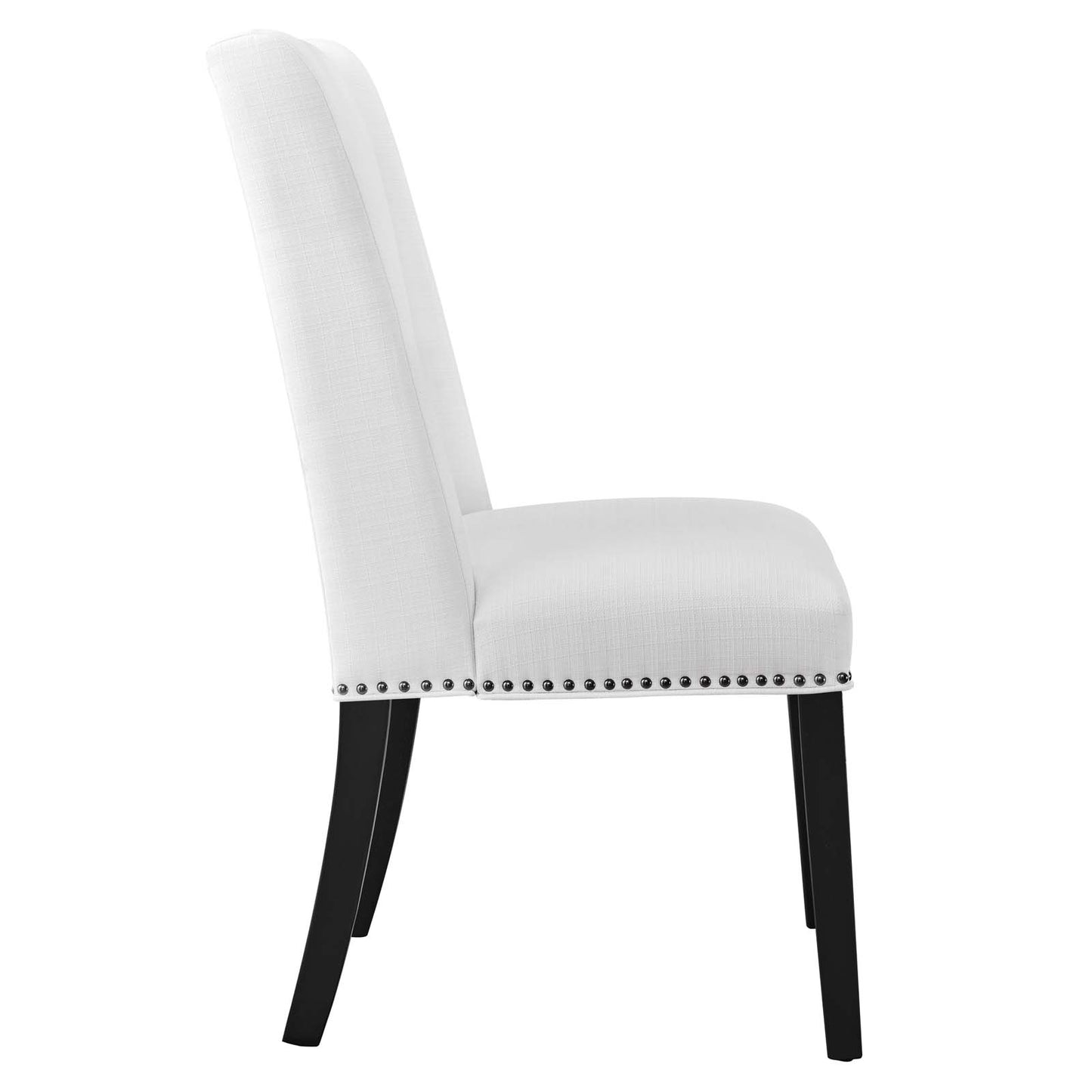 Modway Baron Upholstered Fabric Tall Back Dining Parsons Chair with Nailhead Trim in White