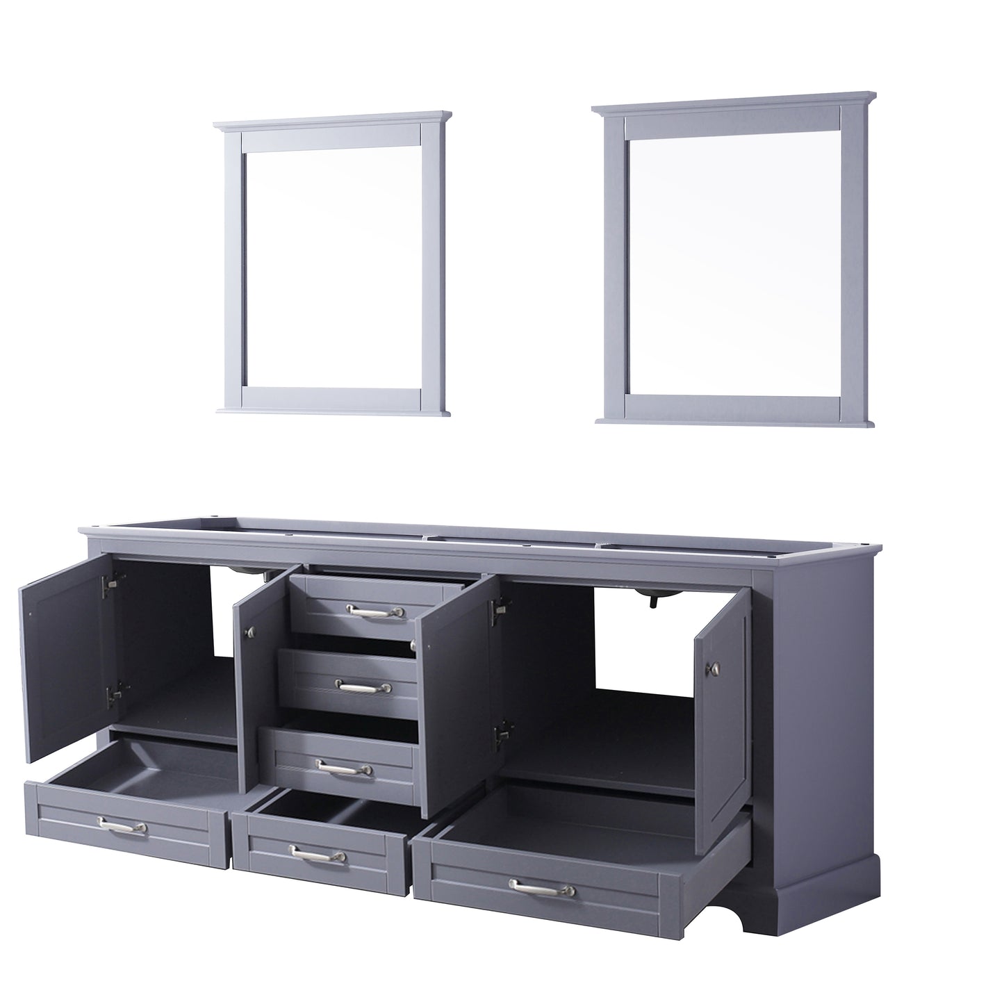 Dukes 80" Dark Grey Double Vanity, no Top and 30" Mirrors