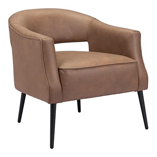 Zuo Modern - Berkeley Accent Chair Vintage Brown - Modern - Seating - Steel, Plywood, Foam, 100% Polyester - Indoor - 28.3in Height