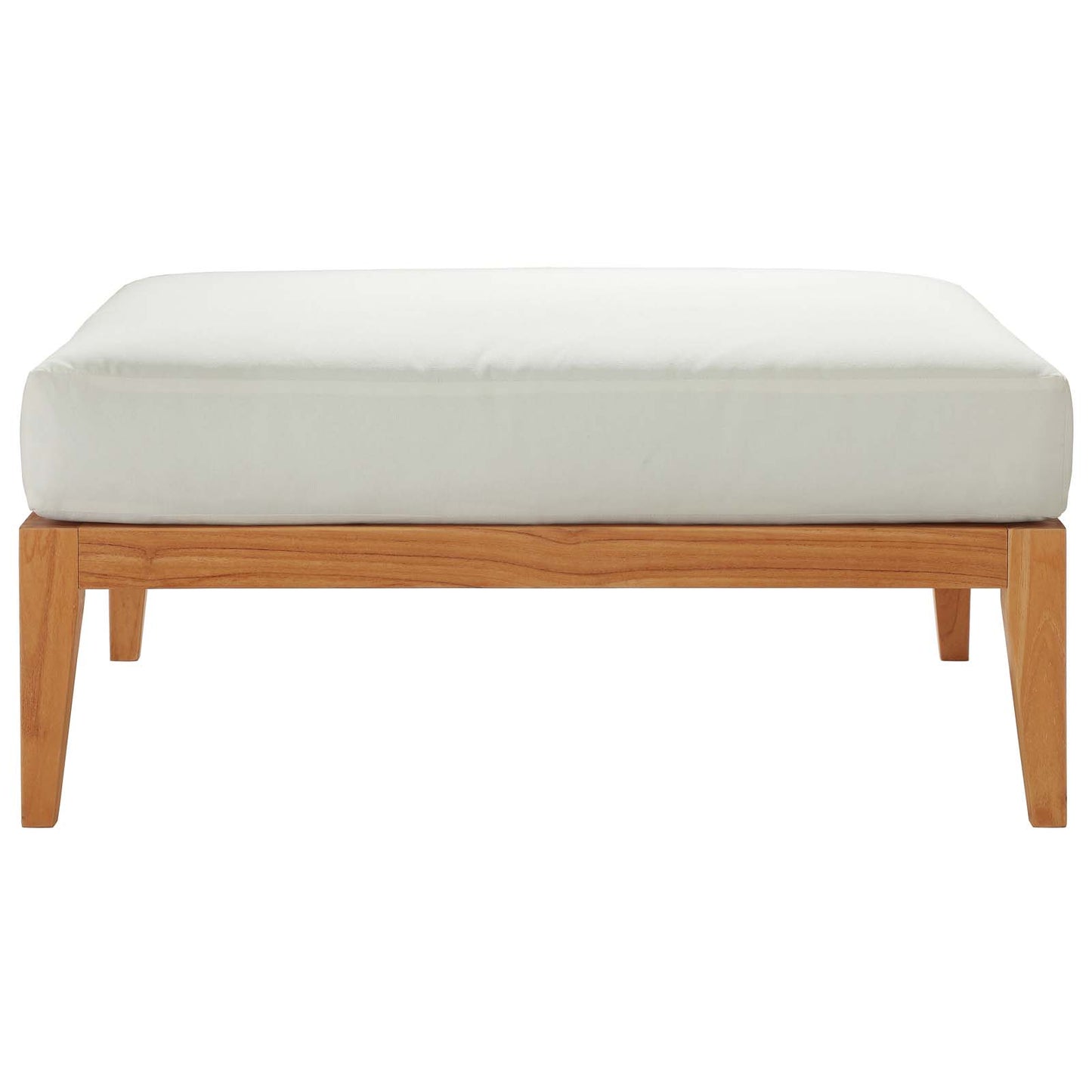 Modway EEI-3428-NAT-WHI Northlake Outdoor Patio Premium Grade A Teak Ottoman With Sunproof Cushion, Natural White