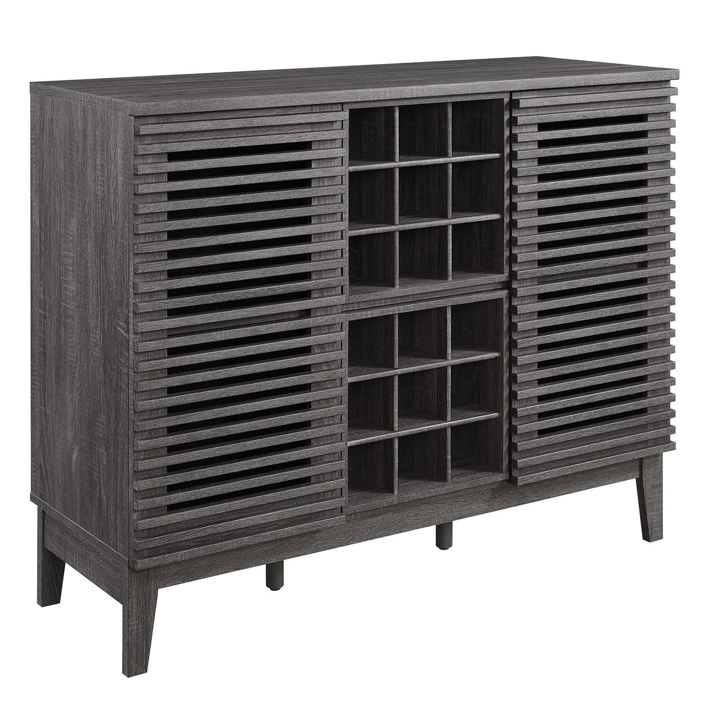 Modway Render Mid-Century Modern Wine Bar Cabinet in Charcoal