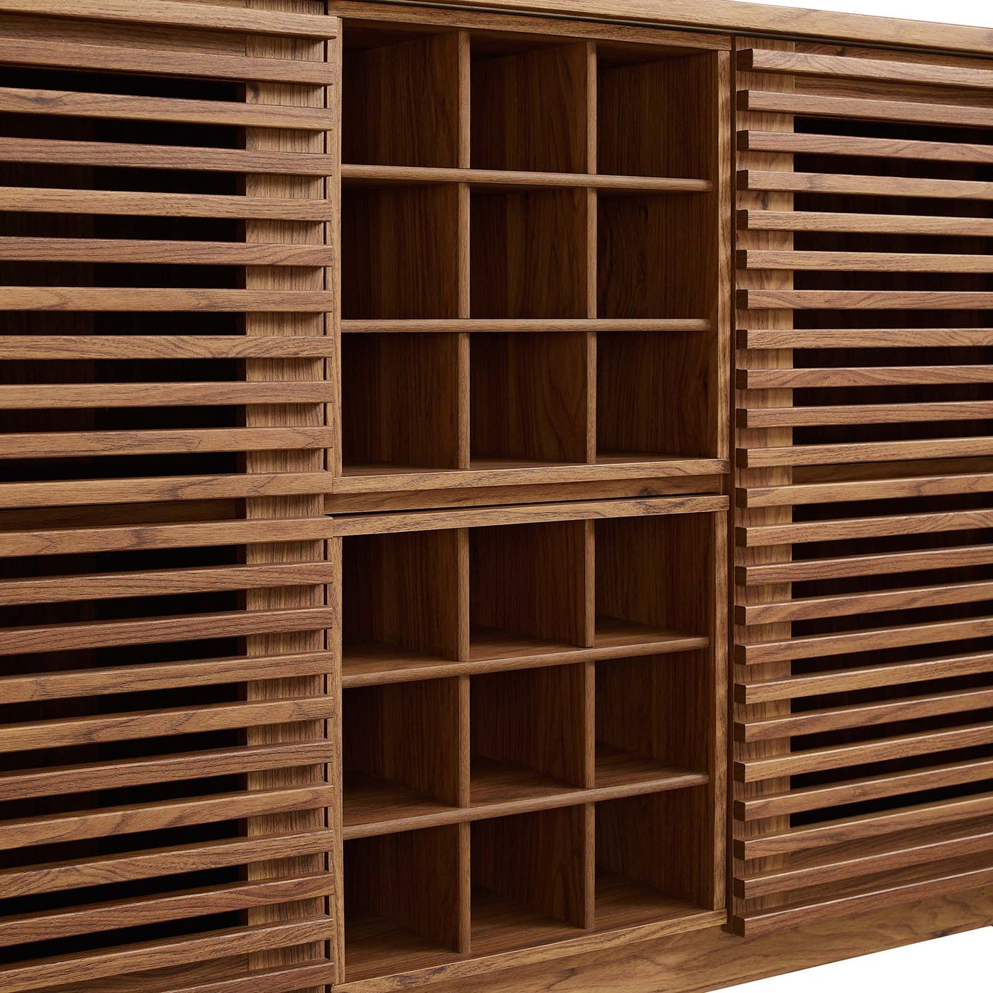 Modway Render Mid-Century Modern Wine Bar Cabinet in Walnut