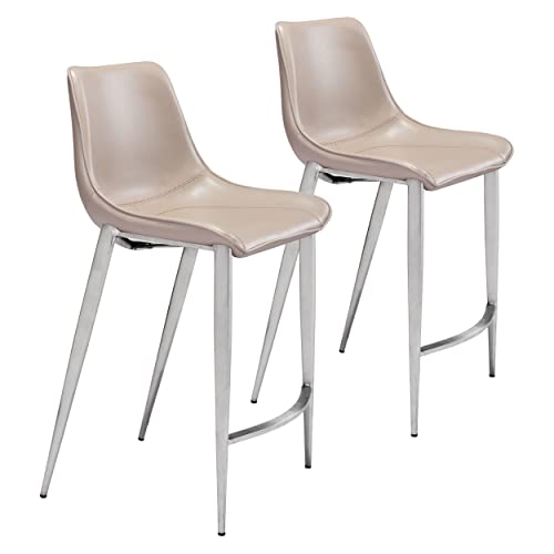 Zuo Modern Counter Chair (Set of 2) Gray & Silver Magnus