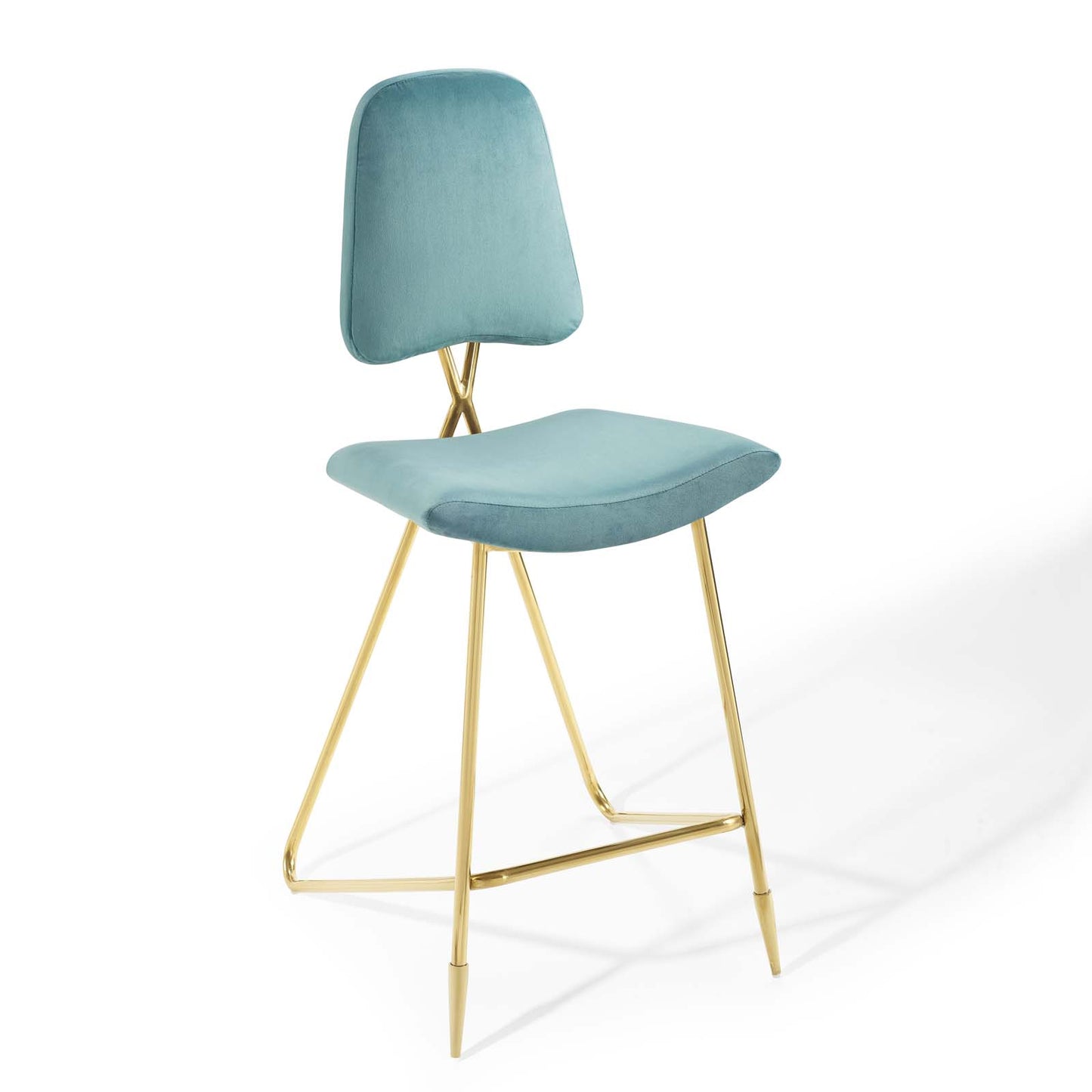 Modway Ponder Bar Stool Performance Velvet Set of 2 in Sea Blue