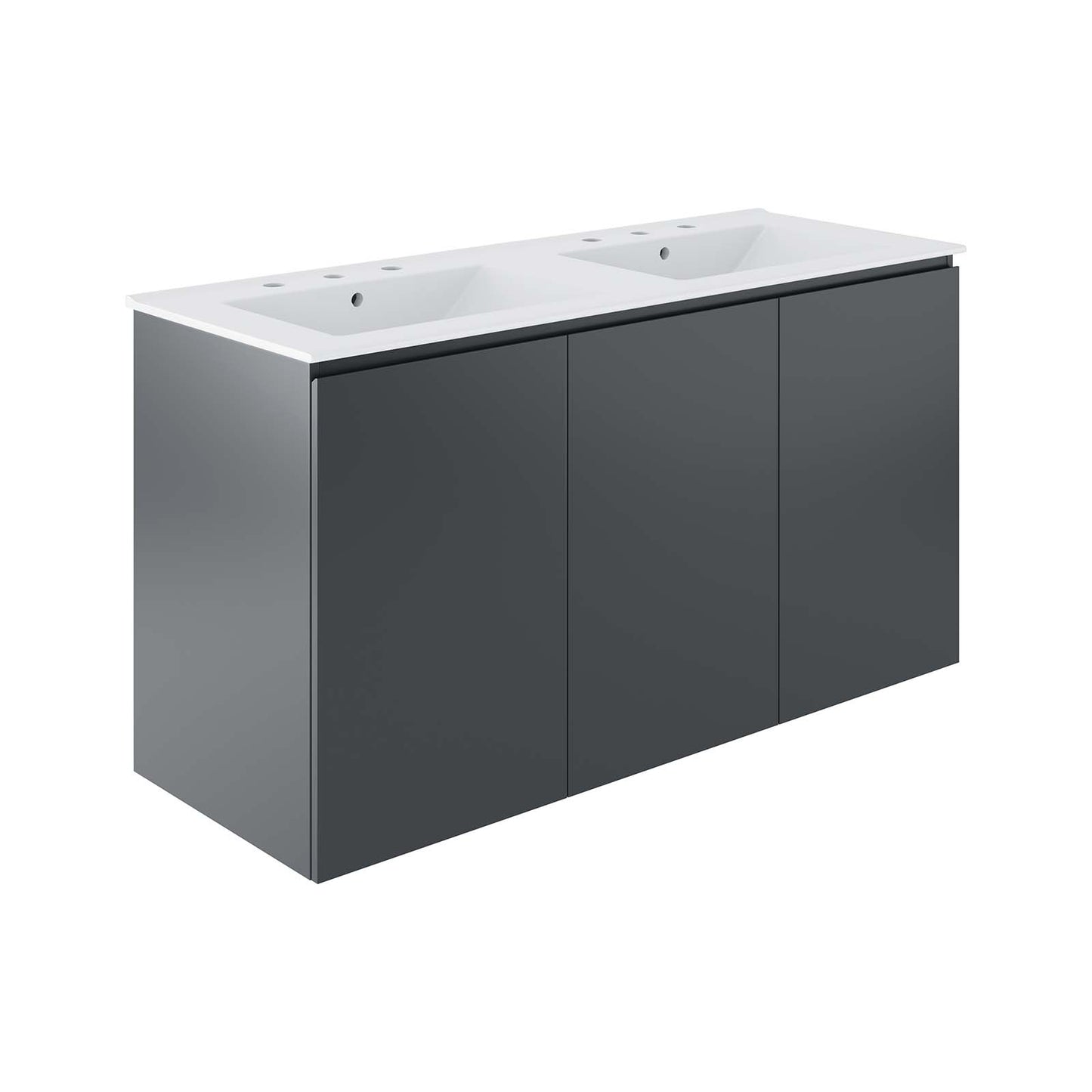 Modway Gray Bryn Wall-Mount Double Sink Bathroom Vanity EEI-5781-GRY-WHI