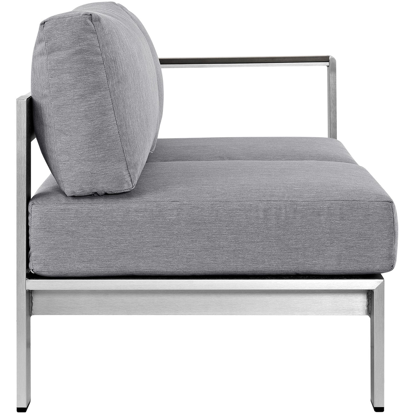 Modway Shore Aluminum Outdoor Patio Right Arm Loveseat in Silver Gray