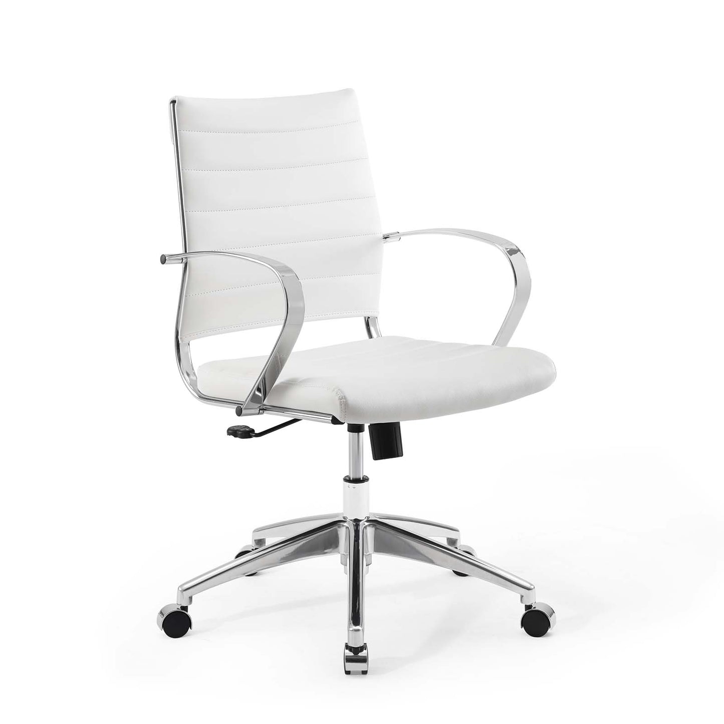 Modway Jive Mid Back Ribbed Faux Leather Office Swivel Chair in White