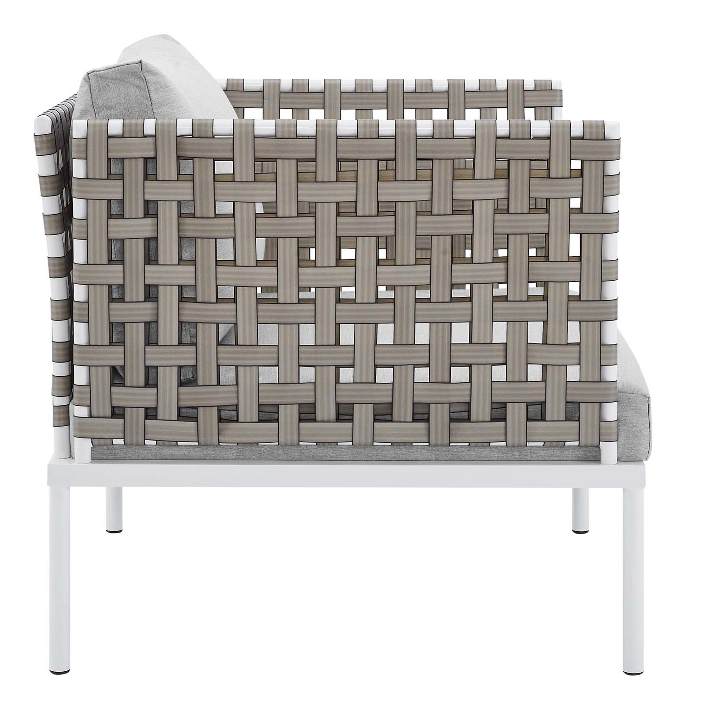 Modway Harmony Sunbrella Basket Weave Outdoor Patio Aluminum Armchair, Tan Gray