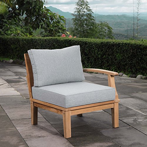 Modway Marina Premium Grade A Teak Wood Outdoor Patio Right-Facing Sofa in Natural Gray