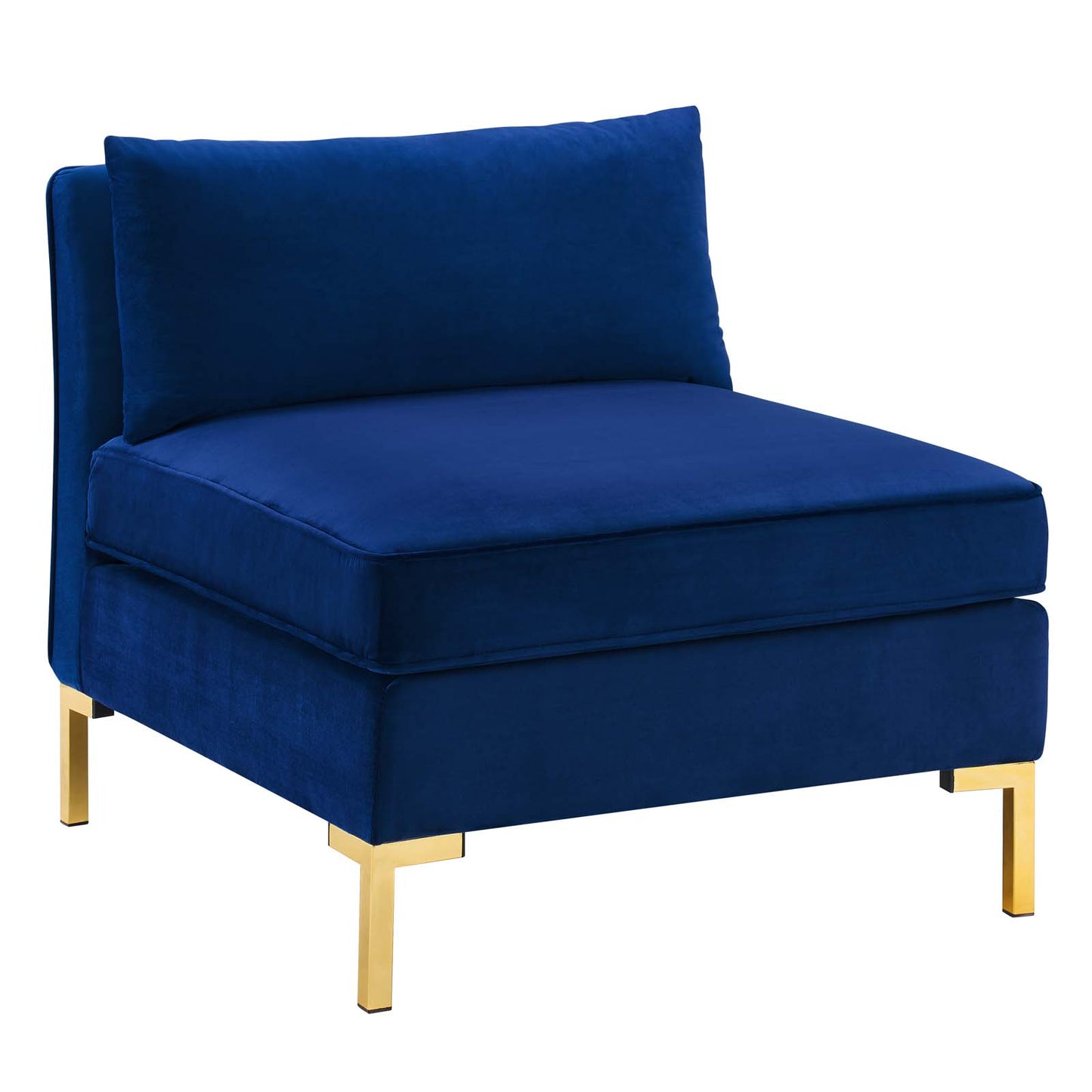 Modway Ardent Performance Velvet Upholstered Armless Sectional Chair in Navy