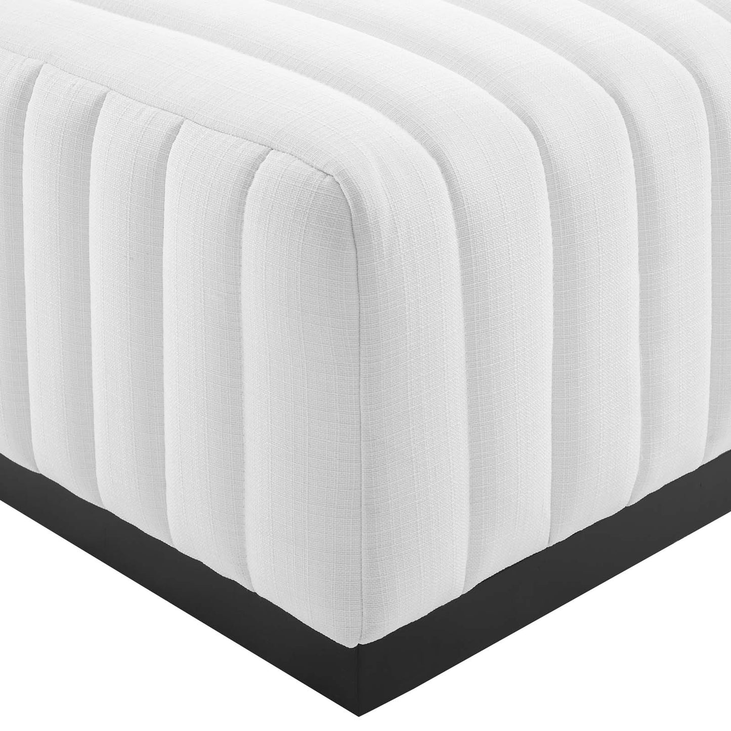 Modway White Conjure Channel Tufted Upholstered Fabric Ottoman EEI-5501-BLK-WHI