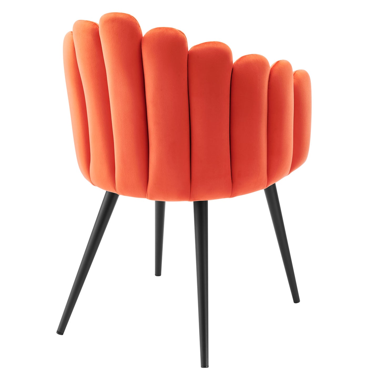 Modway Vanguard Performance Velvet Channel Tufted Dining Chair in Black Orange
