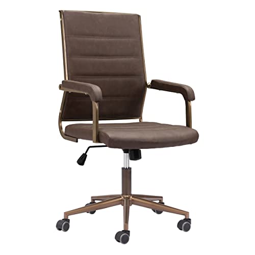 Zuo Modern - Auction Office Chair Espresso - Modern - Seating - Steel, Plywood, Foam, 100% Polyurethane - Indoor - 41.3in Height