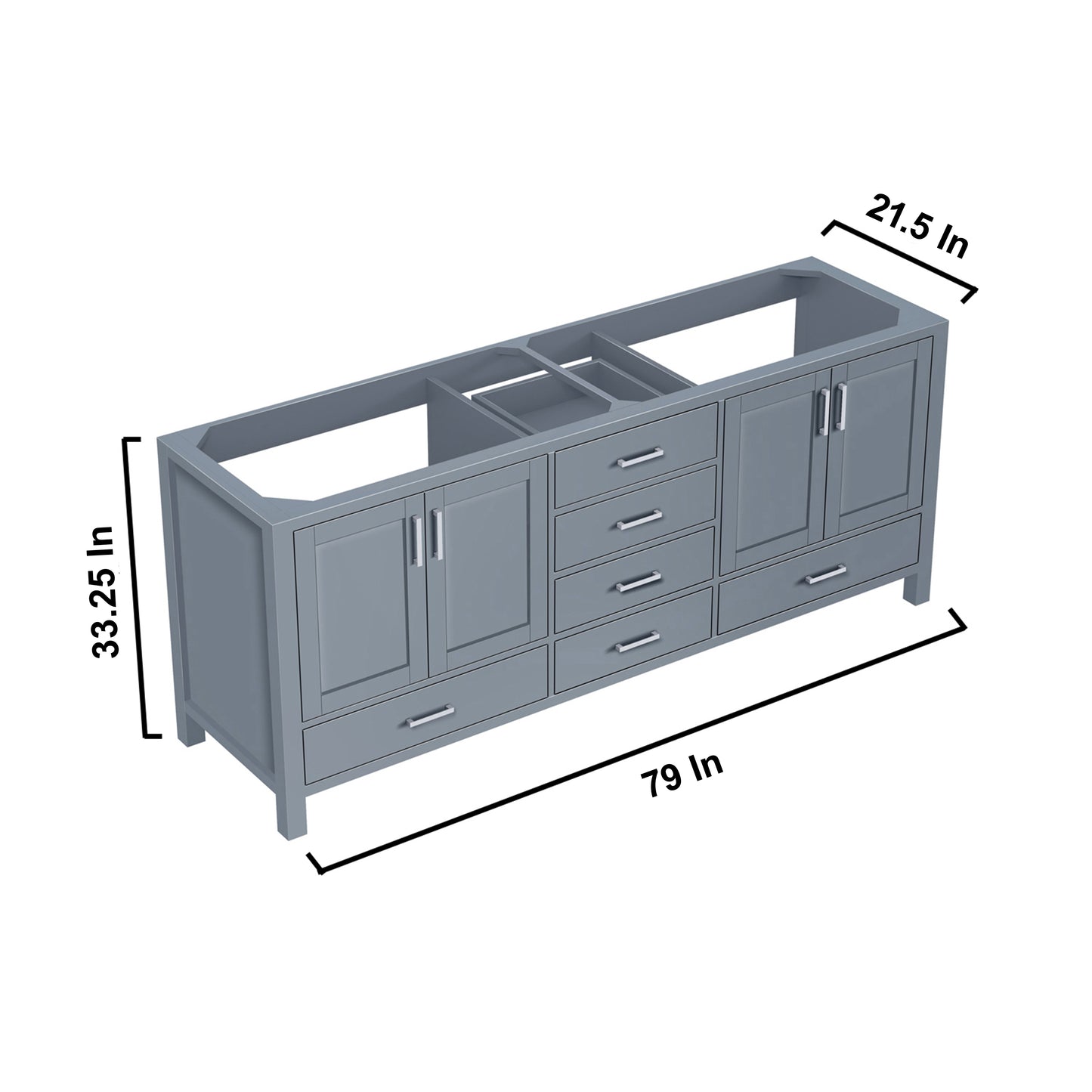 Jacques 80" Dark Grey Vanity Cabinet Only