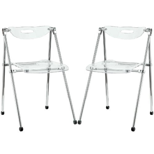 Modway Telescope Acrylic Folding Two Kitchen and Dining Room Chairs in Clear