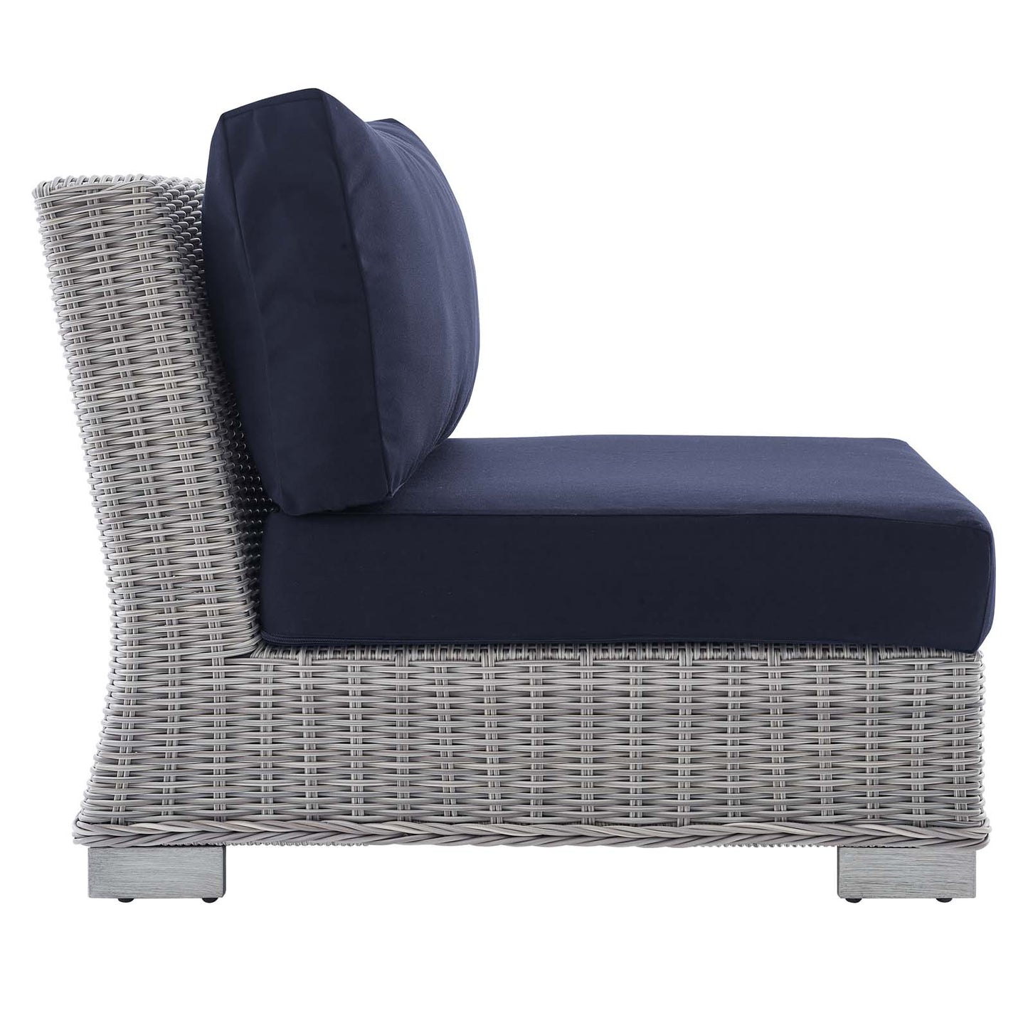 Modway EEI-3980-LGR-NAV Conway Outdoor Patio Wicker Rattan Armless Chair, Light Gray Navy