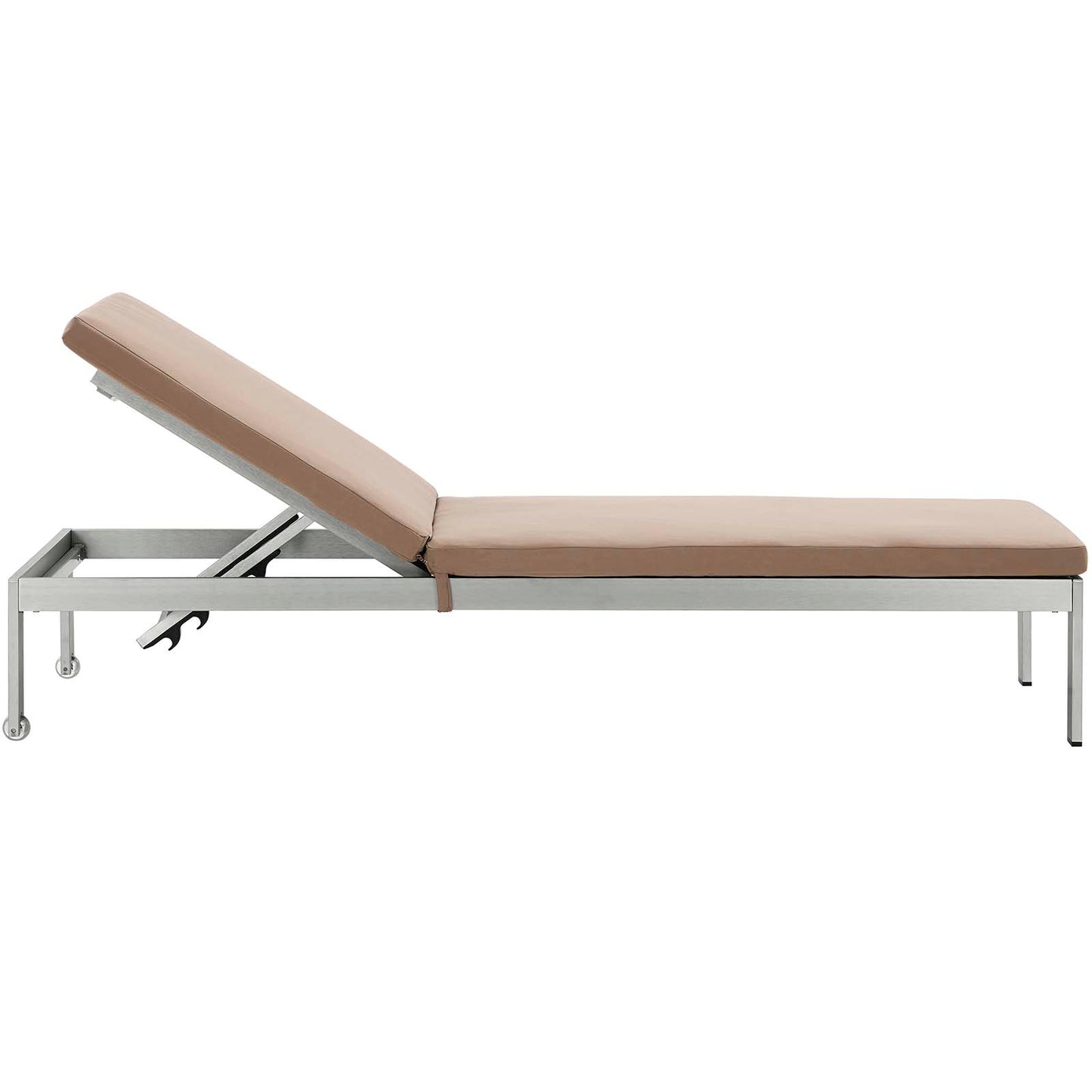 Modway Shore Aluminum Outdoor Patio Chaise Poolside Lounge Chair with Cushion, Mocha