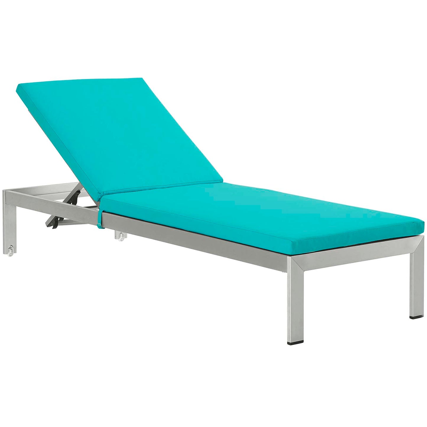 Modway EEI-4501-SLV-TRQ Shore Patio Aluminum Outdoor Chaise, Silver Turquoise