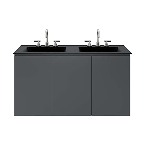 Modway Gray Bryn Wall-Mount Double Sink Bathroom Vanity EEI-5781-GRY-BLK