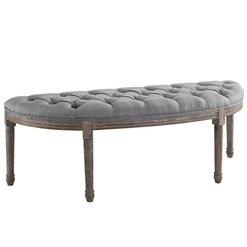 Modway Esteem Vintage French Upholstered Fabric Semi-Circle Entryway Bench