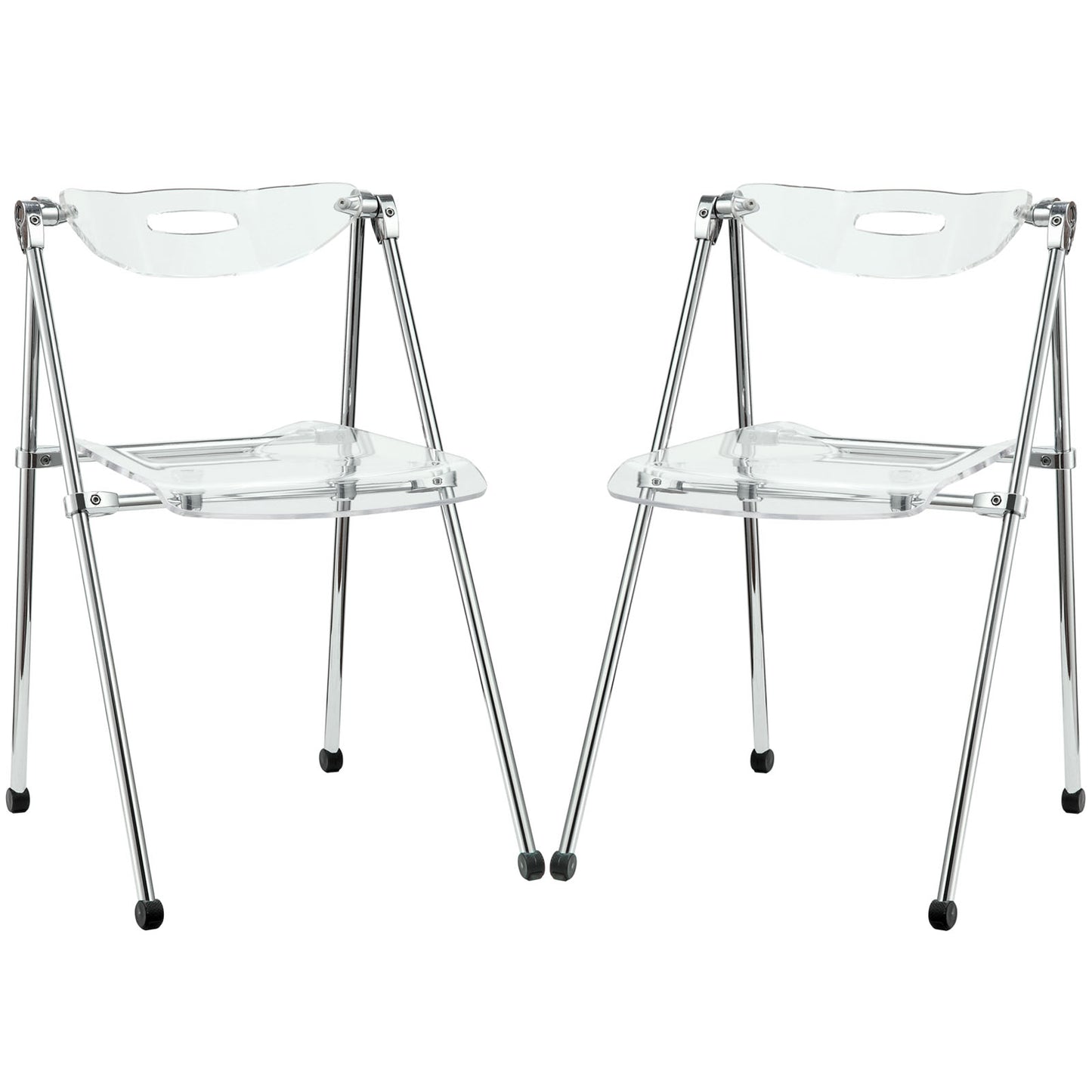 Modway Telescope Acrylic Folding Two Kitchen and Dining Room Chairs in Clear
