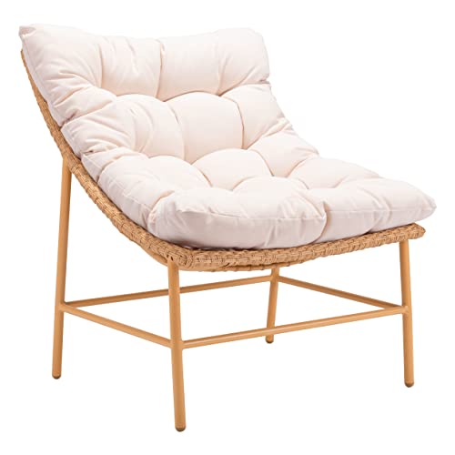 Zuo Modern - Merilyn Accent Chair Beige & Natural - Modern - Seating - Aluminum, 100% Polyethylene, Doll Cotton, 100% Olefin - Outdoor - 35.4in Height